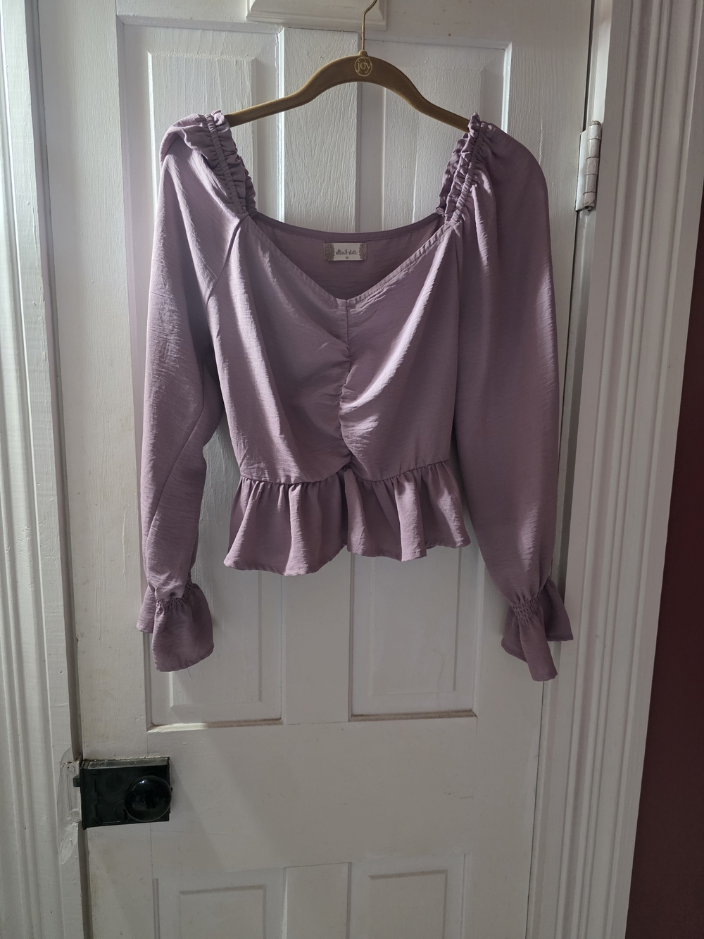 Altar'd State Mauve Ruched Peplum Blouse